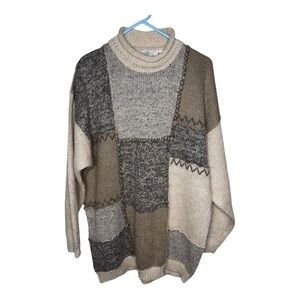 Vintage Orvis Mohair & Cotton Grandma Knit Patchwork Sweater XL